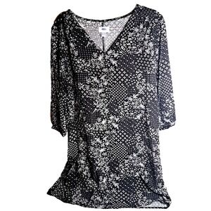 Old Navy Midi 35" L Rayon Floral Dress Women's‎ L Black Ivory Whimsygoth